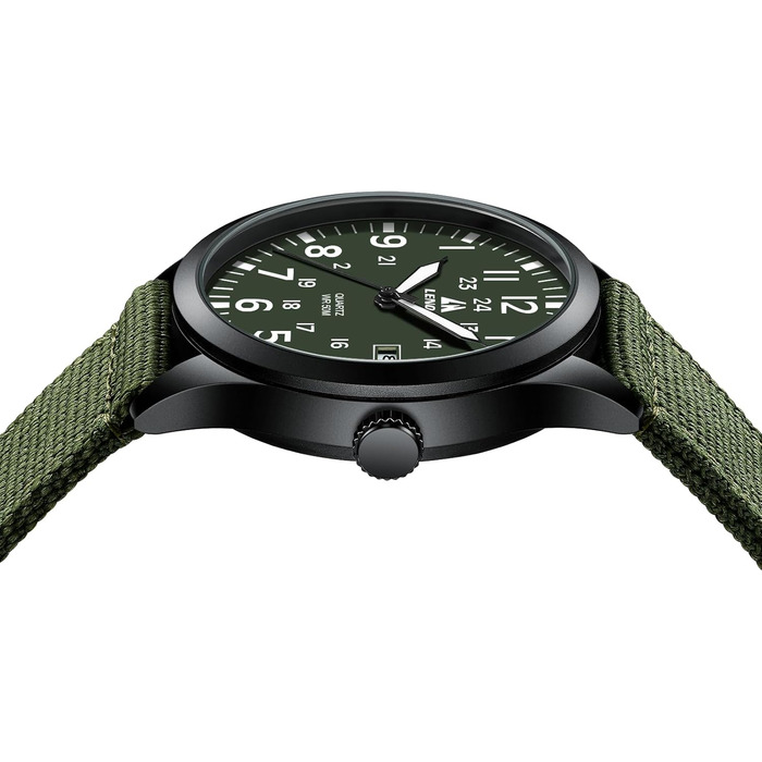 Годинник чоловічий LN LENQIN Military 30M водонепроникні годинники з датою, тактичний годинник для спорту, армійський стиль, ремінець з нейлону (зелений, чорний, білий)