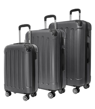 Валіза ручної поклажі TRVLMORE 54x36x20 см - жорсткий корпус, з колесами, сірий (колекція 3 шт.)