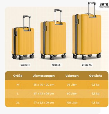 Набір валіз 3 в 1 з TSA замком - жовтий, з подвійними колесами, для подорожей