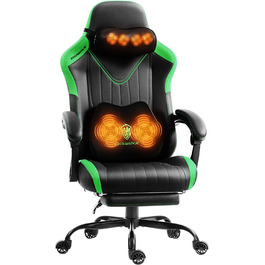 Ігрове крісло Dowinx з масажем, ергономічне, до 135 кг, зелене