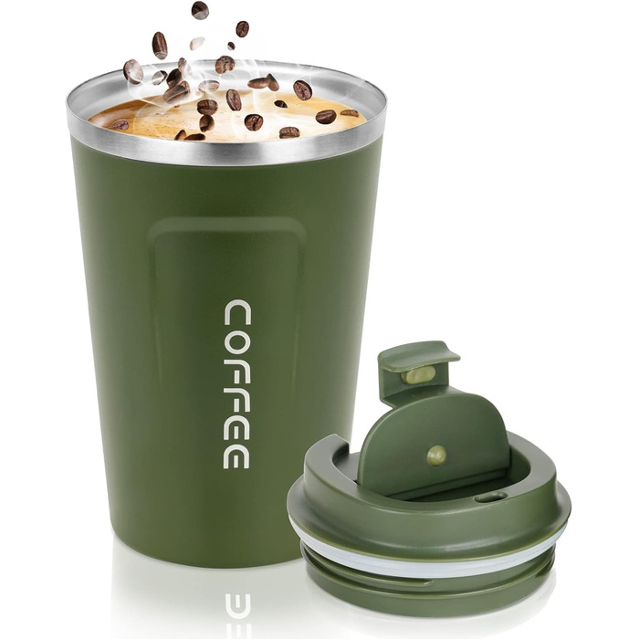 Термокружка Flintronic 510 мл з подвійними стінками, з нержавіючої сталі, з кришкою, для кави та чаю