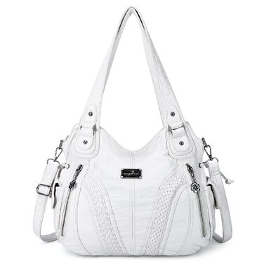 Сумка жіноча AngelKiss через плече, біла, PU шкіра, водонепроникна, з кишенями на блискавці