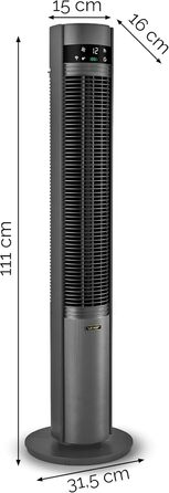 Вентилятор баштовий YOER CoolWhisper TF07G Wi-Fi, 12 швидкостей, іонізатор, 12м, сірий металік