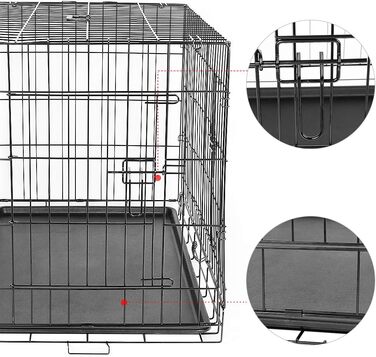 Клітка для собак з 2 дверцятами, складана переноска для собак та дрібних тварин з піддоном (42 дюйми)