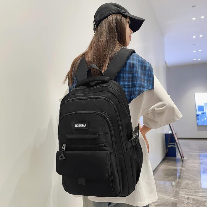 Чорний шкільний рюкзак для дівчат та жінок: стильний, місткий, для навчання та повсякденного використання