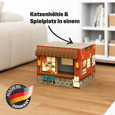 Будинок для котів Cat’s Palace з подвійними місцями для дряпання | 45x35x35 см | Зроблено в Німеччині