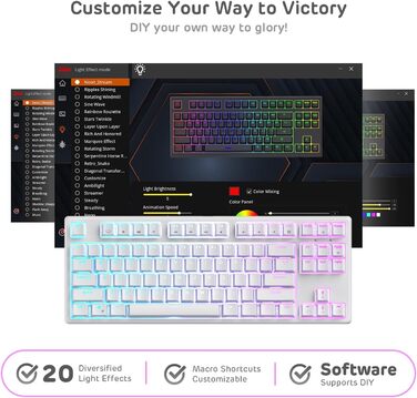 Клавіатура ігрова Royal Kludge RK87G RGB TKL механічна бездротова, 87 клавіш, коричневі тактильні перемикачі, макро-налаштування, підсвічування