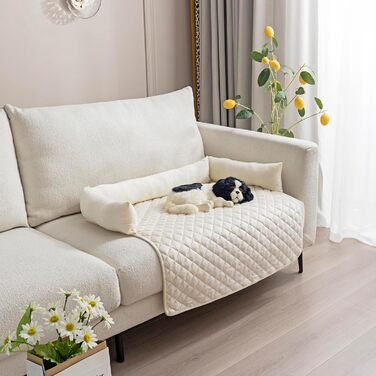 OKYUK Dog Beds Dog Cushion - Sofa Protector, Handcrafted Washable Dog Bed, Dog Cushion, Couch Cushion, Fluffy Dog Mat for Large, Medium & Small (75 x 75cm) (90 x 90 cm, Beige)