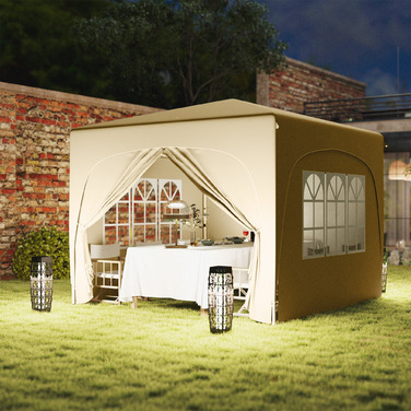 Outsunny 3x3m Gazebo, Water-Resistant, Stable, Winter-Proof Pop-Up Folding Gazebo, UV Protection 50+, Foldable Party Tent Garden Tent with 4 Side Walls Bag Garden Gazebo for Camping Garden, Sand | Aosom