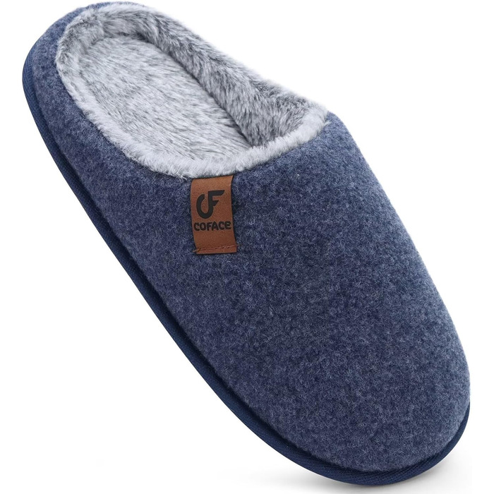 Тапочки жіночі COFACE з фетру, теплі, зручні, з м'якою підкладкою, з антиковзною гумовою підошвою, для дому та вулиці (Темно-синій, 37 EU)