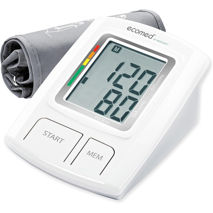 Ecomed BU-92E тонометр на плече без кабелю, з функцією виявлення аритмії, шкалою кольорів WHO, для точного вимірювання артеріального тиску та пульсу з функцією пам'яті