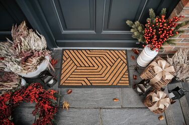 Килимок Hanse Home кокосовий для дому та вулиці 45x75 см (Лабіринт) - вологостійкий, антиковзкий килимок для входу, тераси