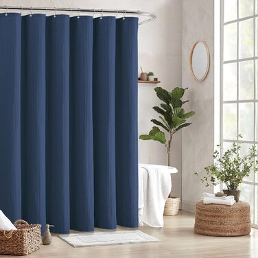 Шторка для душу BTTN, вафельна тканина, 180x200 см, антигрибкова, важка, водонепроникна, з 12 гачками, зелена, преміум-якість