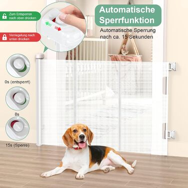 Adjustable Baby Gate with Lock - Expandable Pet & Baby Safety Fence, 150cm Wide, 83cm High, No Drill Installation, Automatic Latch