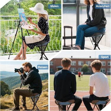 Складний стілець Portal з кишенею: легкий, для риболовлі, кемпінгу, піших прогулянок (синій)