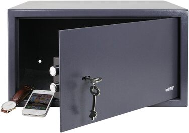 Шафа-сейф HMF 49200-11 з ключем, меблевий сейф | 45 x 25 x 36,5 см, антрацит