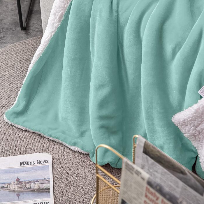 Плед Mixibaby для дому, теплий та м'який, 150 x 200 см, м'ятний колір