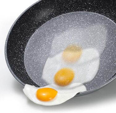 STONELINE Back to Nature Crepe Pan Induction 25 cm, Omelette Pan with real stone particles, Pancake/Pancake Pan Non-Stick, Fat-Free Frying, All Cooktops, (Riveted)
