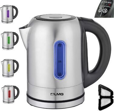 Електричний чайник з нержавіючої сталі, 1.7л, 2200W, регулювання температури 40-100°C