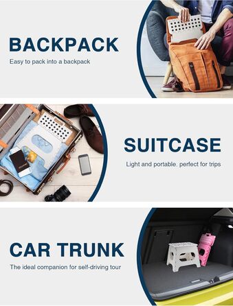 Складний табурет HOUSE DAY 27см чорний, 150кг, з антиковзними ніжками та ручкою, для кухні, ванної, дитячої кімнати, кемпінгу