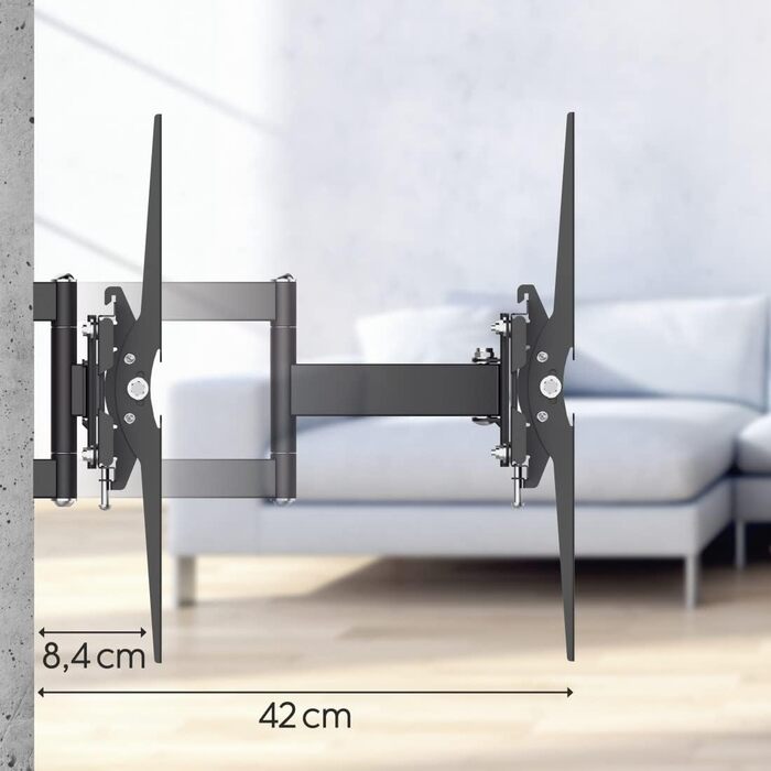 Hama TV Wall Mount Bracket (37-90 inch TV Mount, up to 220lbs, VESA 800x400, Fixed Wall Mount, Includes Fischer Anchors & Instructions, Black)