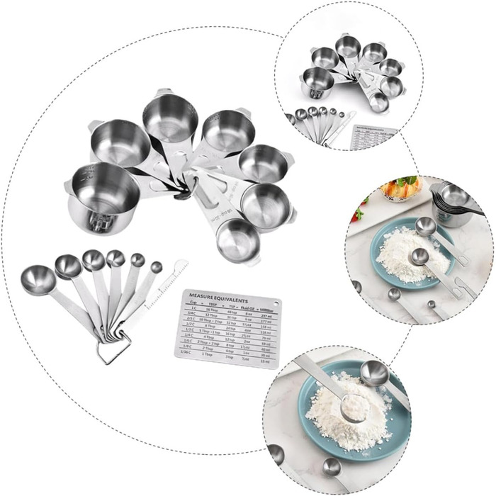Mikinona 15St Measuring Spoon Conversion Chart Portable Rice Spoon Measuring Cup Baking Mini Shovel Measuring Cup Set Measuring Cups Set Kitchenware Multipurpose Shovel Stainless Steel Silver