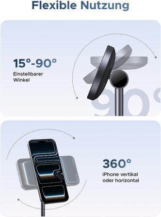 Бездротовий зарядний пристрій UGREEN Zapix Qi2 Magnetic 2-в-1, 15W, сумісний з MagSafe для iPhone 15/14/13/12 та AirPods, регульований на 90°
