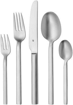 WMF Alteo 12-Person Flatware Set, 60-Piece & Alteo Stainless Steel Flatware Set 6-Person, 30-Piece, Monobloc Knives, Cromargan Stainless Steel Satin Finish, Dishwasher Safe. Alteo Bundle with Stainless Steel Flatware Set, 30-Piece