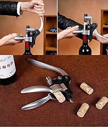 Cooko Korkenzieher, Manual Wine Opener Kit with Aerator and Pourer, Zinc Alloy Handle Corkscrew, Deluxe Wine Opener Accessories with 8 Pieces, Elegant Design Set with Dark Cherry Wood Box