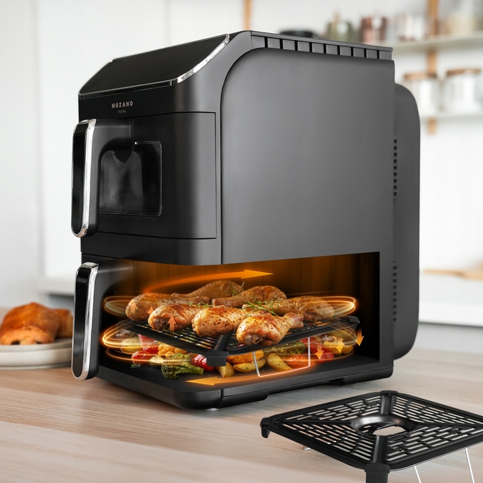 Вертикальна двокамерна аерофритюрниця 11л Air Fryer 2800W, 12 режимів