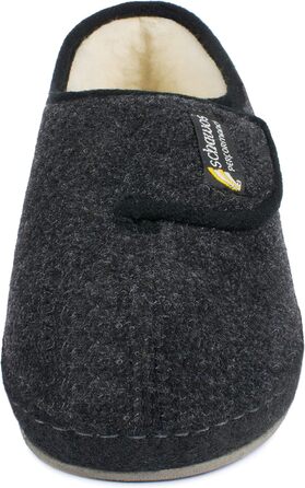Чоловічі фетрові домашні тапочки Schawos 6064, теплі, з вовняною підкладкою, неслизькі, на липучці (42 EU, чорні)