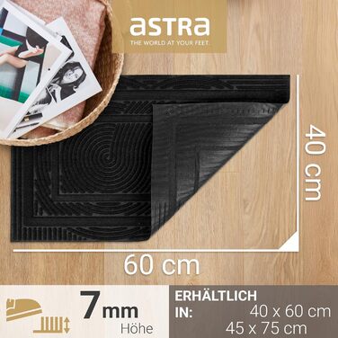 Придверний килимок Astra 40x60 см, протиковзний та вологостійкий килим для входу та балкона, чорний