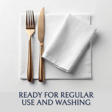 Wealuxe Cloth Napkins, 43.2 x 43.2 cm, White, 24 Pieces