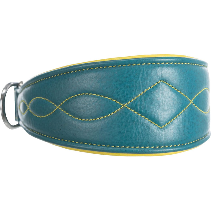 Нашийник для собак TRIXIE Active Komfort Windhunde, S-M, обхват 33-42 см, petrol/yellow, широке підкладкове під горло