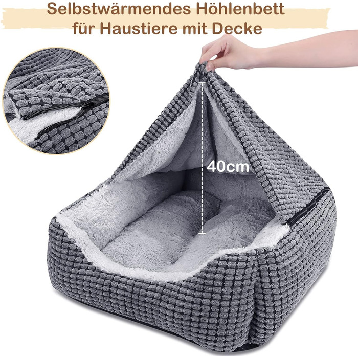 Dog Bed, Medium-Sized Dogs, Dog Basket with Removable Cushion, Dog Beds Corduroy Fluffy Washable, Non-Slip Dog Basket, Dog Sofa with High Edge Fits up to 18kg Pets (76x61x23cm) (A-S(64x53x20CM))