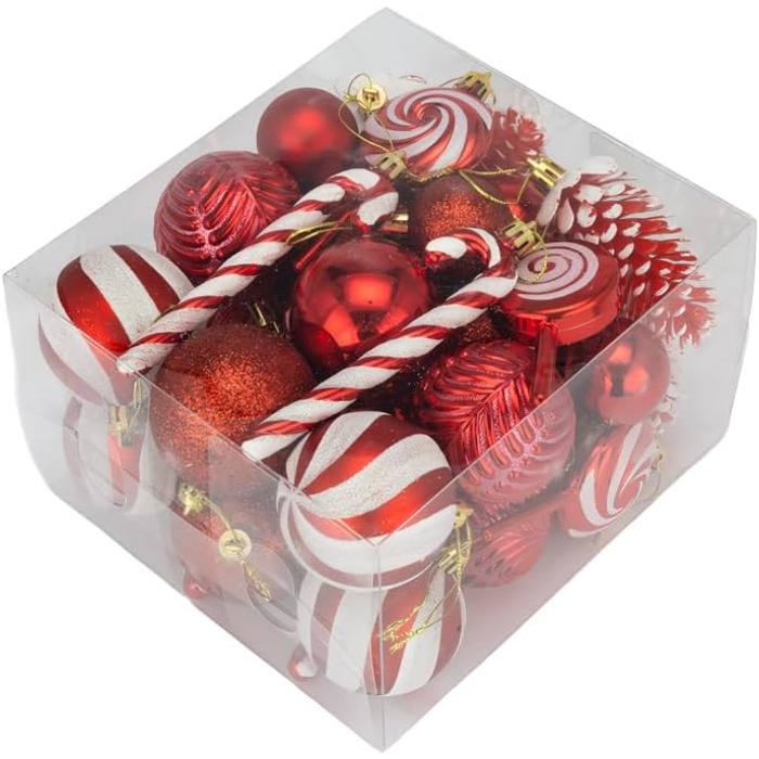 Набір новорічних кулічок 40 шт. Червоні, пластик, для прикраси ялинки. Безпечні, міцні, для декору на Різдво та Новий рік
