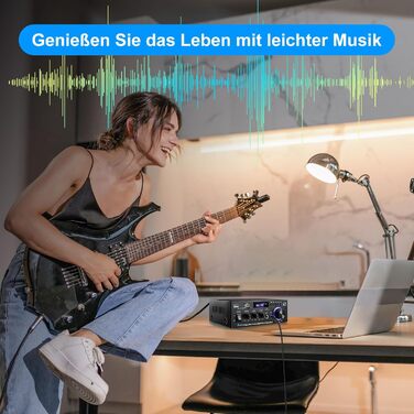 KKMOL AK45 Міні Hi-Fi стерео підсилювач Bluetooth, 400 Вт, 2-канальний, цифровий аудіо підсилювач з USB, SD, радіо, пультом, 12V/220V