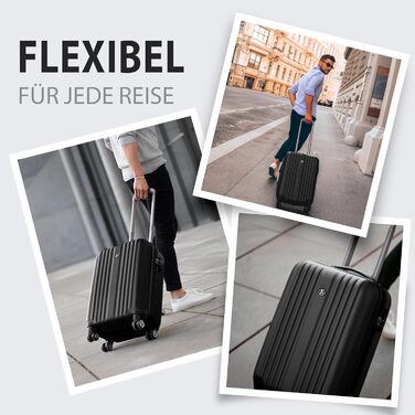 Набір валіз FERGÉ Toulouse 3 шт. з жорстким корпусом - ручна поклажа 55 см, L, XL. Чорний колір, 100% ABS.