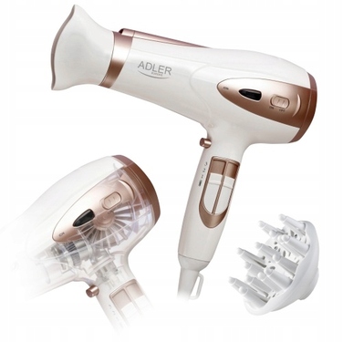 Потужний фен для волосся з іонізацією, дифузором, регулюванням потоку повітря та режимом холодного обдуву