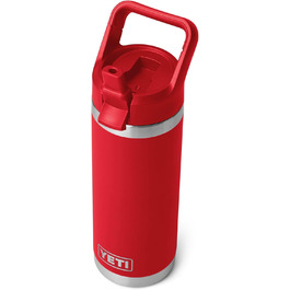 YETI Rambler C Straw Bottle, Stainless Steel Vacuum Insulated Bottle with Straw Cap, 18 oz (532 ml) (Rescue Red)