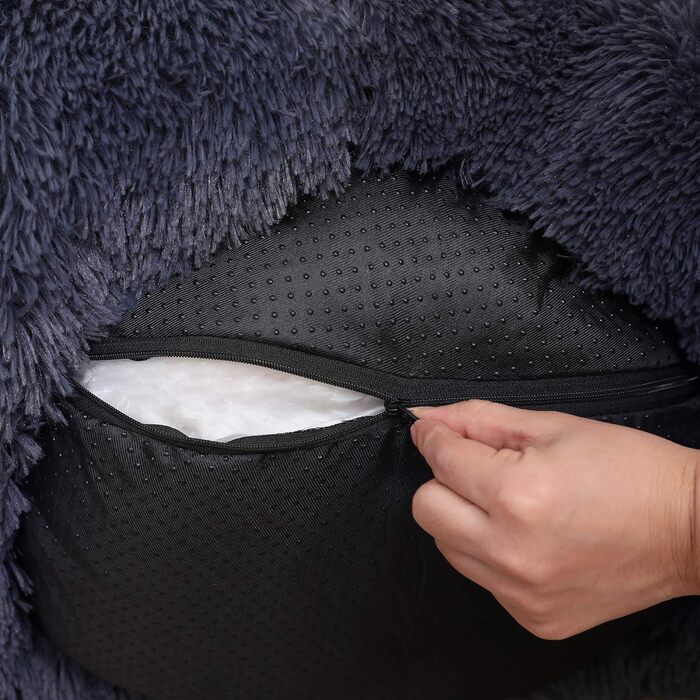 Ліжко для собак Feandrea, ліжко для котів, подушка-донат, миється, знімний наповнювач, довгий плюш, діаметр 120 см, PGW043G02 (50 x 50 x 20 см, Рожеве)