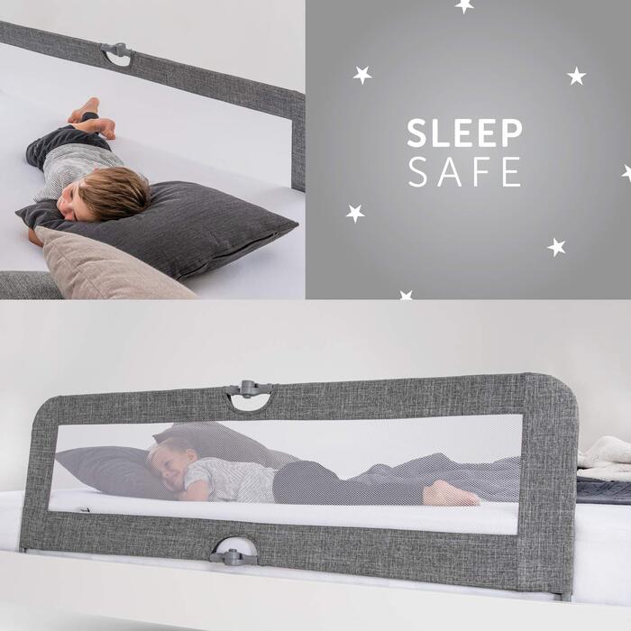 Захисний бортик для ліжка hauck Sleep N Safe Plus XL, дитячий, 150x50x44 см, складаний, для дітей 18 міс-5 років, сірий меланж, підходить для ліжок 200-220 см