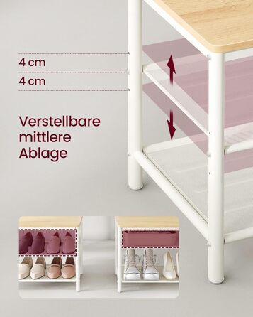 VASAGLE Clothes Rack, Coat Rack, Coat Stand with Hooks, Mirror, Bench, 35 x 98 x 180 cm, for Entryway, Bedroom, Living Room, Modern, Oak-White HSR415W09