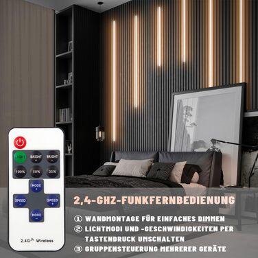 Набір світлодіодних LED-лінійок Lichaser для акустичних панелей, чорний, 6 шт. (40см*2, 60см*2, 90см*2)