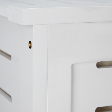 Relaxdays Laundry Hamper Pine Wood White