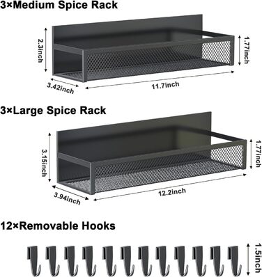 Магнітна полиця для холодильника з 8 гачками, органайзер для кухні (6 шт.)