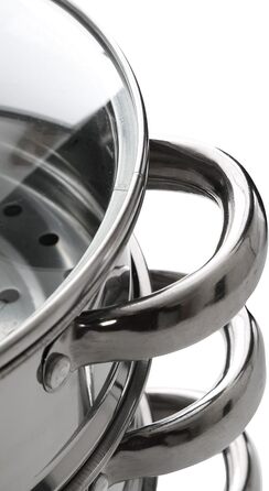 Паровар Premier Housewares з нержавіючої сталі, скляною кришкою, 28 x 22 x 25 см, сріблястий