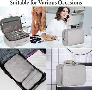 IGOLUMON Косметичка для жінок, велика водонепроникна сумка для макіяжу на 2 шт. (сіра)