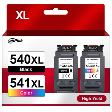Комплект картриджів 540XL та 541XL для принтерів Canon Pixma (чорний та кольоровий), замінник PG-540 та CL-541 для TS5150, MG3600, MG3650, MG4200, MX475, TS5100, MG3150, MG3500, MX535