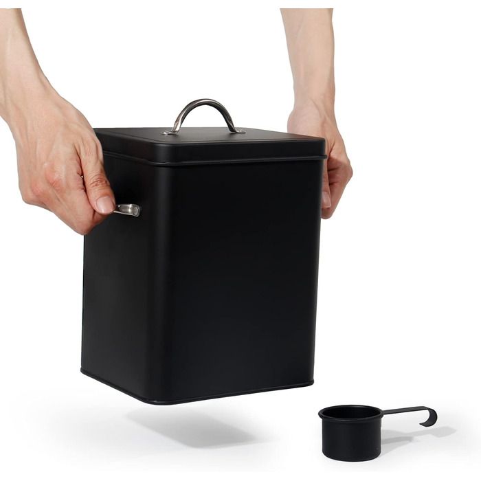 Кошик для порошку Theo&Cleo 6.5L, металева коробка для порошку, зберігання корму для собак/котів, кавових зерен (вугільний)